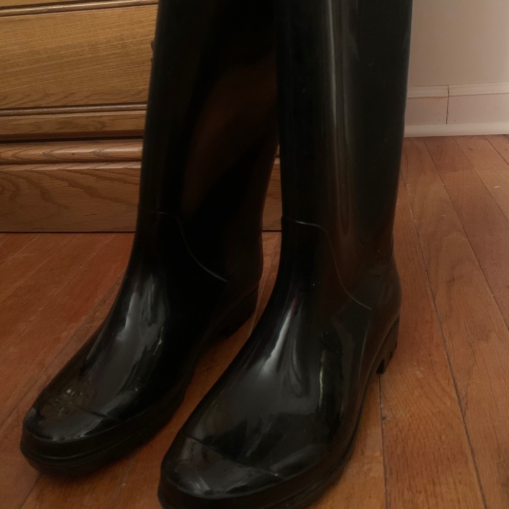 Black rain boots